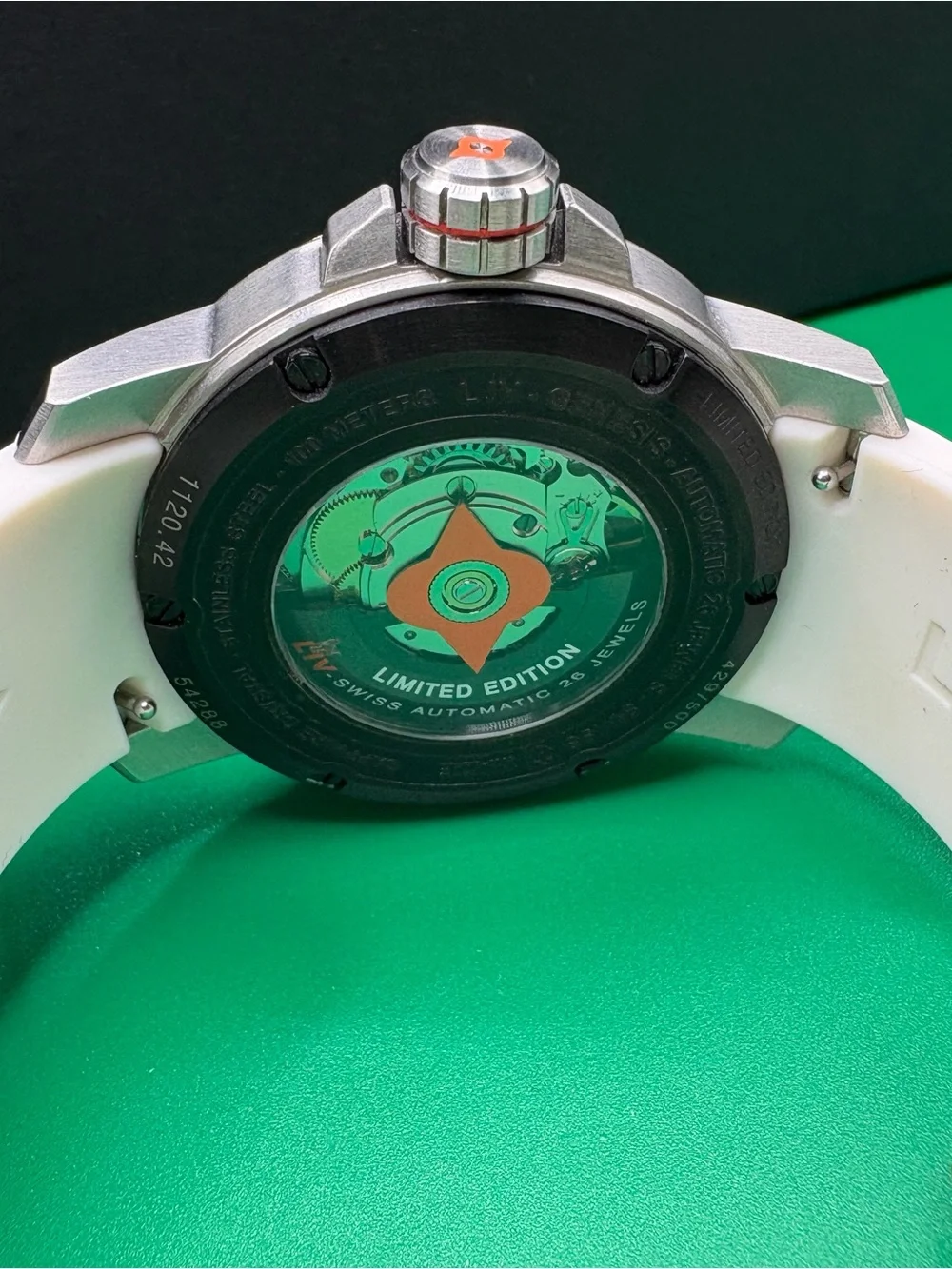 LIV White Dial Sport Watch with Black Textured Bezel